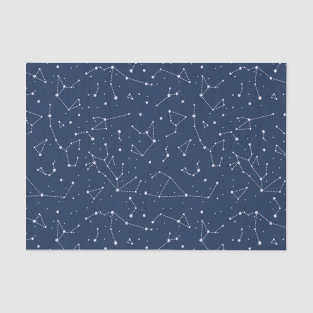 Papier Mousseline Constellations Starry Sky Navy Blue (Recto)