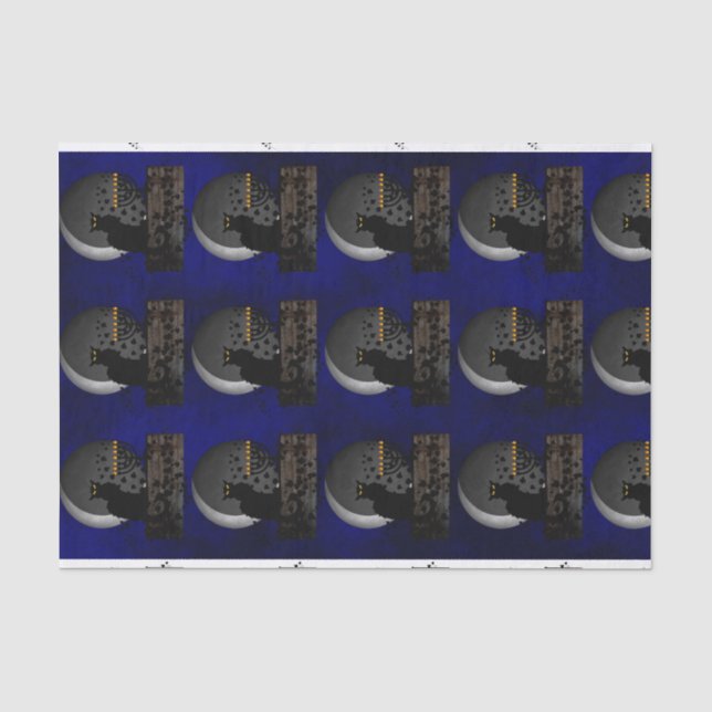 Papier Mousseline Conversation Noir Chanukah avec Menorah (Recto)