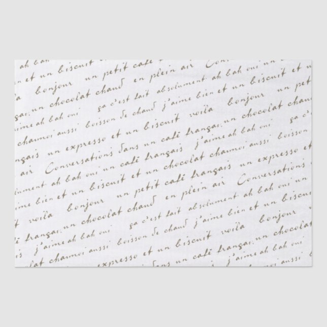 Papier Mousseline Conversations Café Français Sepia Mots et Phrases (Recto)