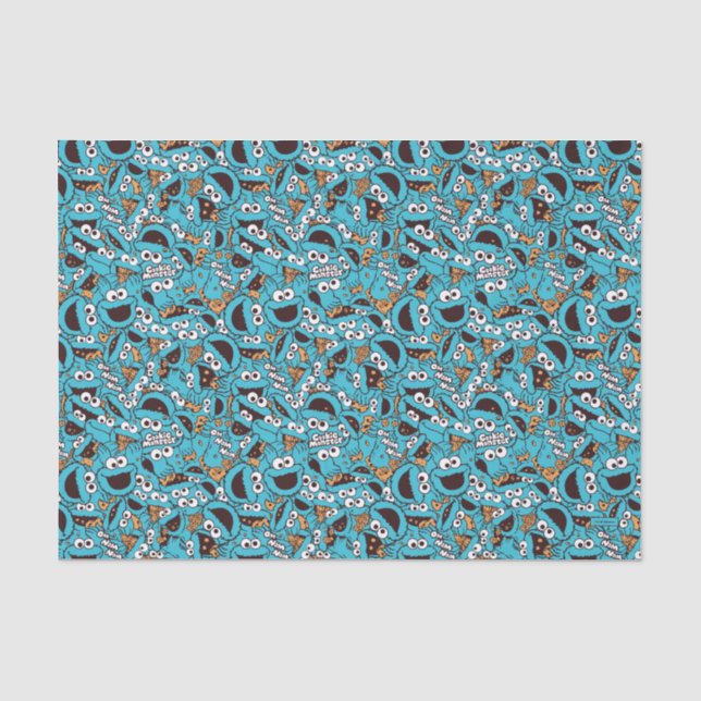 Papier Mousseline Cookie Monster | Nom Nom Nom Nom Motif (Recto)
