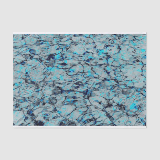 Papier Mousseline Cool, art numérique moderne d'aquarelle bleue (Recto)