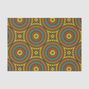 Papier Mousseline Cool bleu rouge jaune rétro géométrique ethnique T
