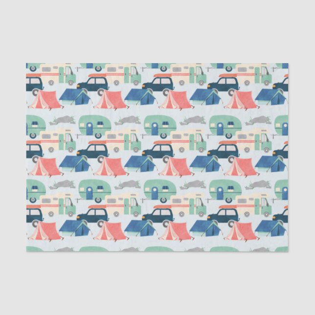 Papier Mousseline cool carrelage camping motif (Recto)