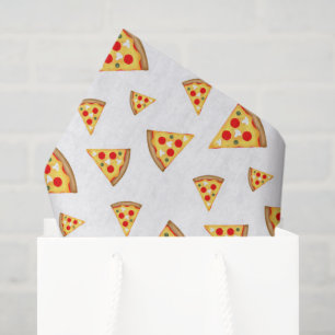 Papier Mousseline Cool et amusante pizza tranches motif sur blanc