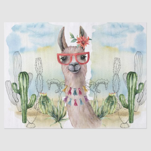 Papier Mousseline Cool Llama (Recto)