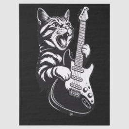Papier Mousseline Cool Music Love | Rock Cat Playing Electric Guitar