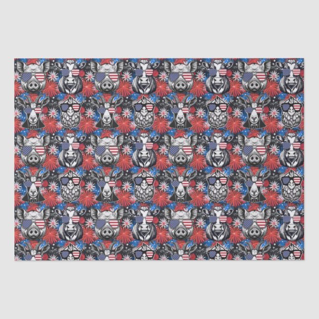 Papier Mousseline Cool Patriotique Barnyard Animaux (Recto)