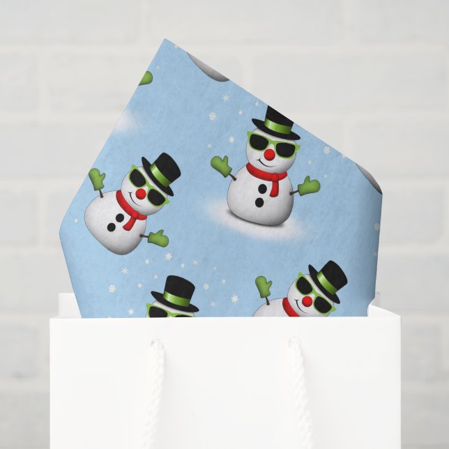 Papier Mousseline Cool Snowman Noël motif bleu hiver (Sac cadeau)