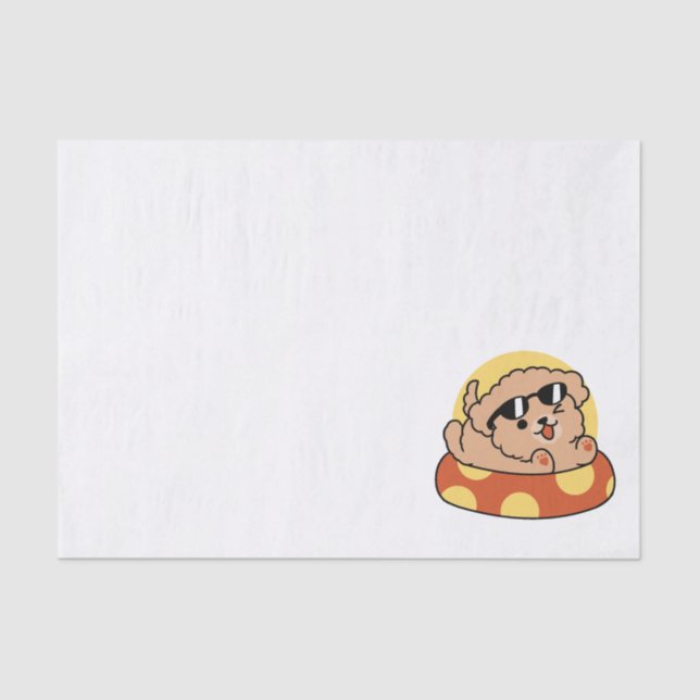 Papier Mousseline Cool Summer Chien Flottant - Jolie Puppy Pool Part (Recto)