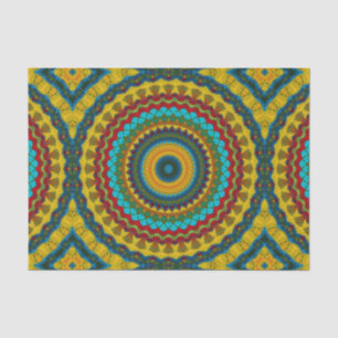 Papier Mousseline Cool tendance bleu rouge jaune Mandala Tribal Ethn