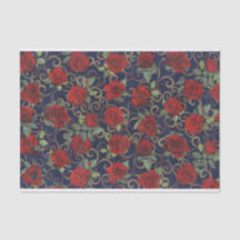 Cool Trippy Glitch Damask Modern Red Rose Navy