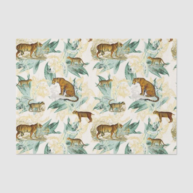Papier Mousseline Cool Tropical Safari Wild Cats Tiger Leopard (Recto)