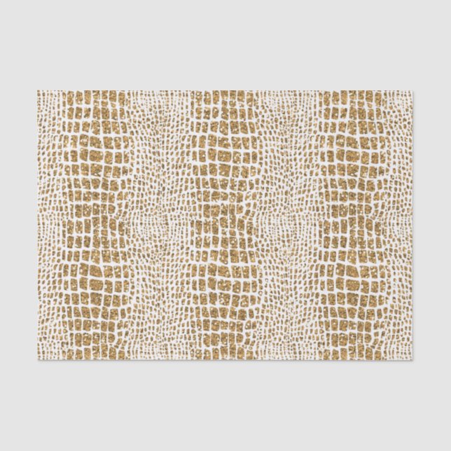Papier Mousseline Copie d'alligator de parties scintillantes d'or (Recto)