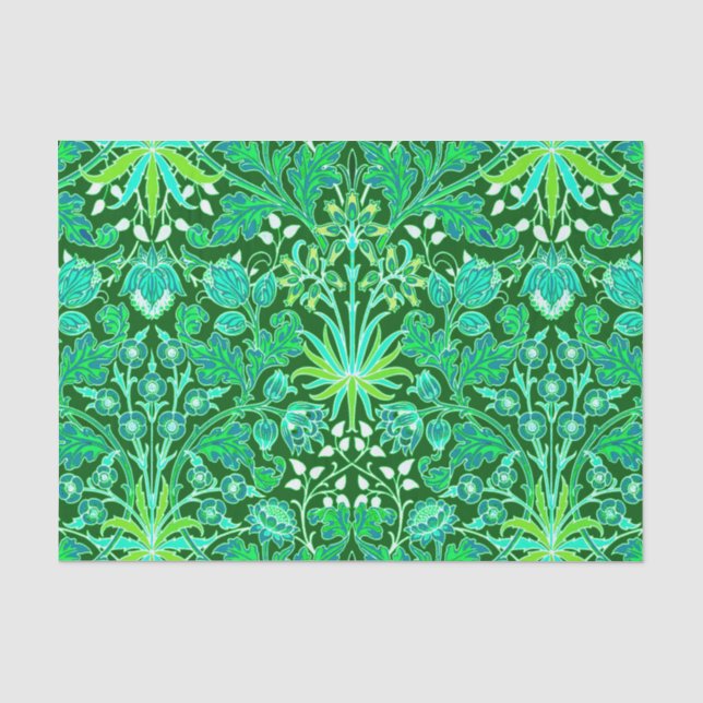 Papier Mousseline Copie de jacinthe de William Morris, vert vert (Recto)