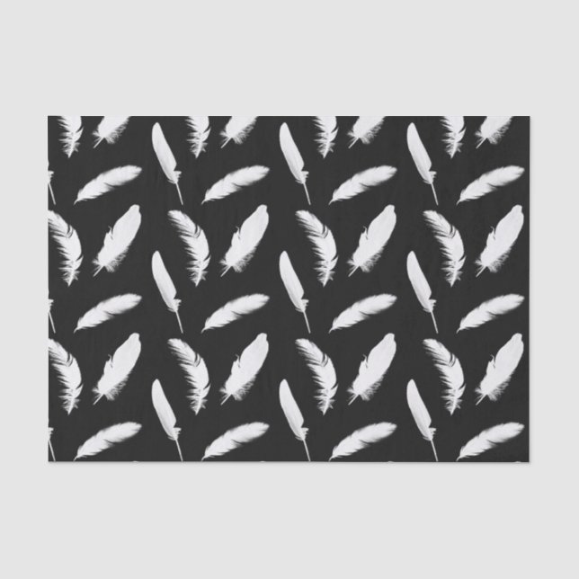 Papier Mousseline Copie de plume blanche sur le noir (Recto)