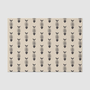 Papier Mousseline Copie noire de squelettes d'os de poissons