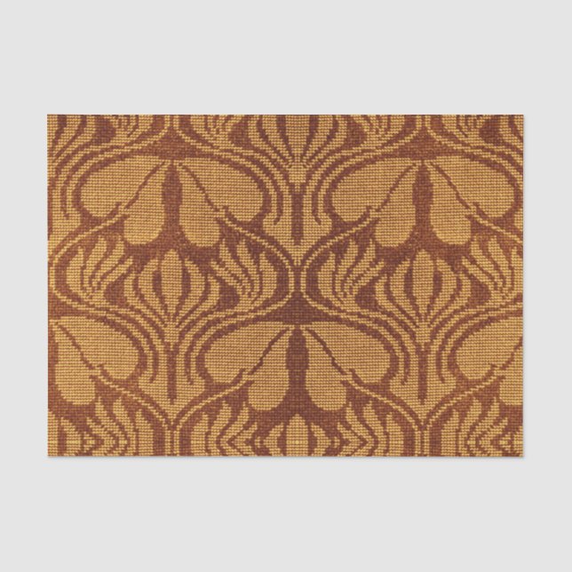 Papier Mousseline Coptic embroidery pattern - Orange leaves (Recto)
