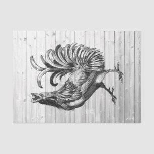 Papier Mousseline Coq de ferme Barre Patinée Bois 2 Découpage