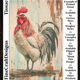 Papier Mousseline Coq de Ferme Rustique Française DB6L Découpage
