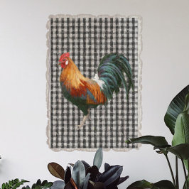 Papier Mousseline Coq d'élevage noir blanc Buffle de contrôle Plaid