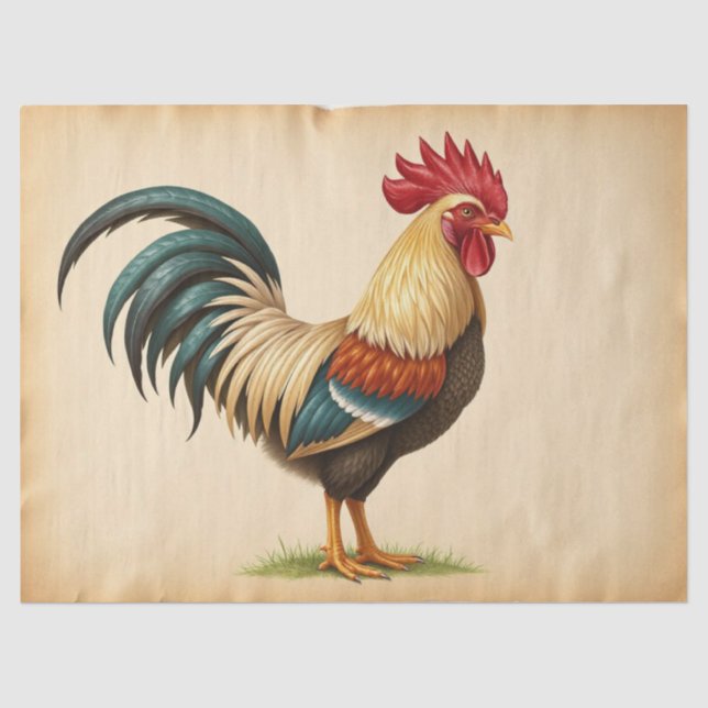 Papier Mousseline Coq Rustique (Recto)