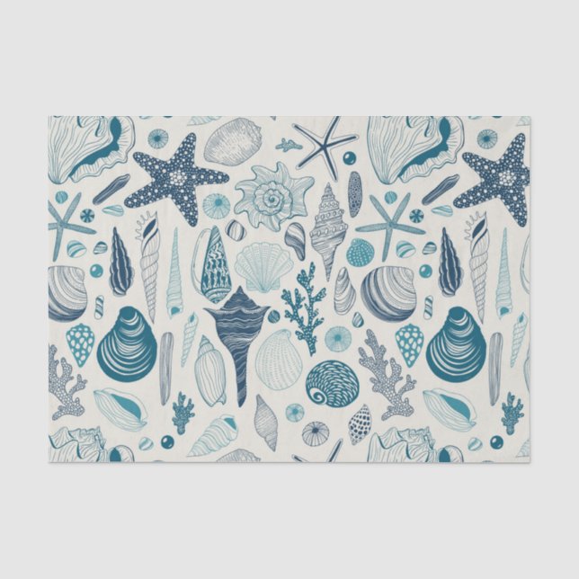 Papier Mousseline Coques de mer sur blanc (Recto)