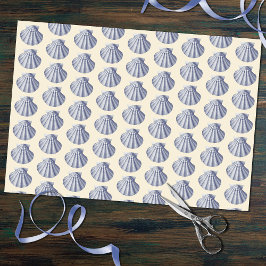 Papier Mousseline Coques Vintage bleu beige
