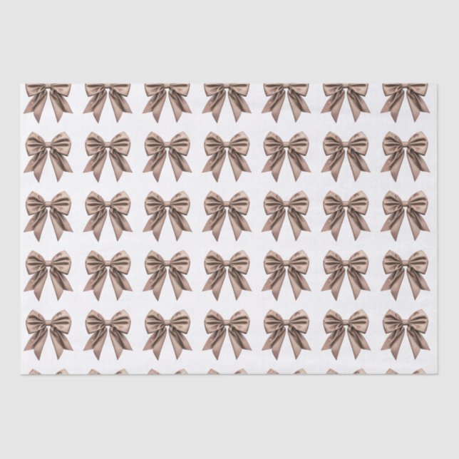 Papier Mousseline Coquette Bow Motif Mocha Brown (Recto)