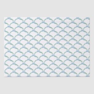 Papier Mousseline Coquette Côtière de l'Hiver Bleu Guirlande à Nœuds