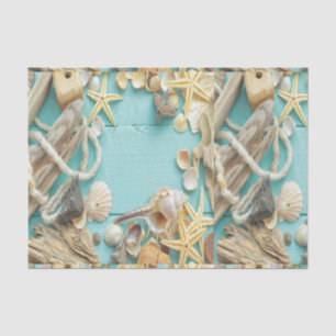 Papier Mousseline coquillage, cru, collage, turquoise, chic, à la