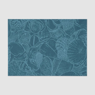 Papier Mousseline Coquillage Océan Plage Bleu Poussiéreux Esquisse A