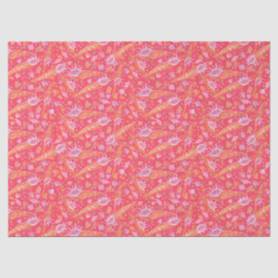 Papier Mousseline Coquillages de mer Mollusk Motif nautique Rouge