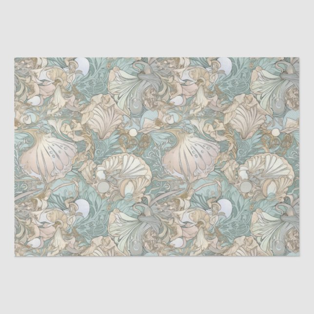 Papier Mousseline Coquillages de style Art nouveau Motif répétitif (Recto)