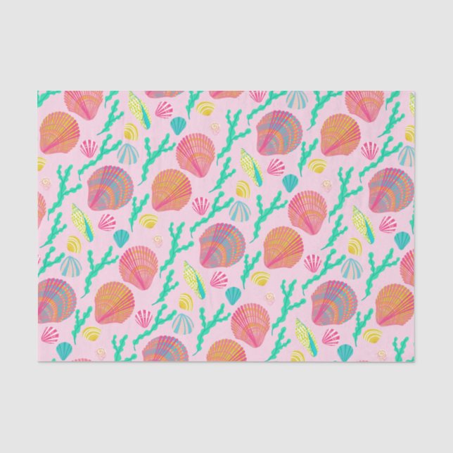 Papier Mousseline Coquillages et Motifs d'algues (Recto)