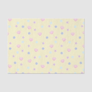 Papier Mousseline Coquillages et perles Pastel en Chiffon citron