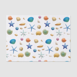 Papier Mousseline Coquillages multicolores