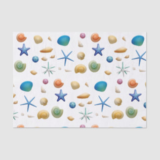 Papier Mousseline Coquillages multicolores