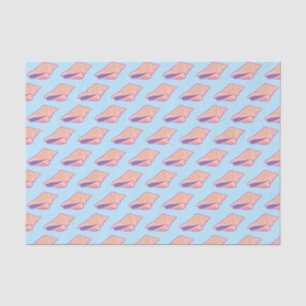 Papier Mousseline Coquillages Simple Océan Motif rose bleu