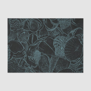 Papier Mousseline Coquilles de mer Plage océanique Noir Bleu sarcell