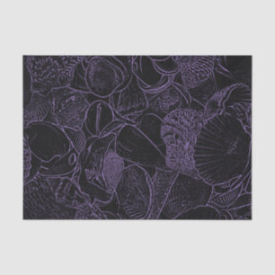 Papier Mousseline Coquilles Marines Plage Océanique Dessin Violet No