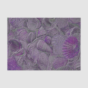 Papier Mousseline Coquilles marines Plage océanique Gris Violet Méta