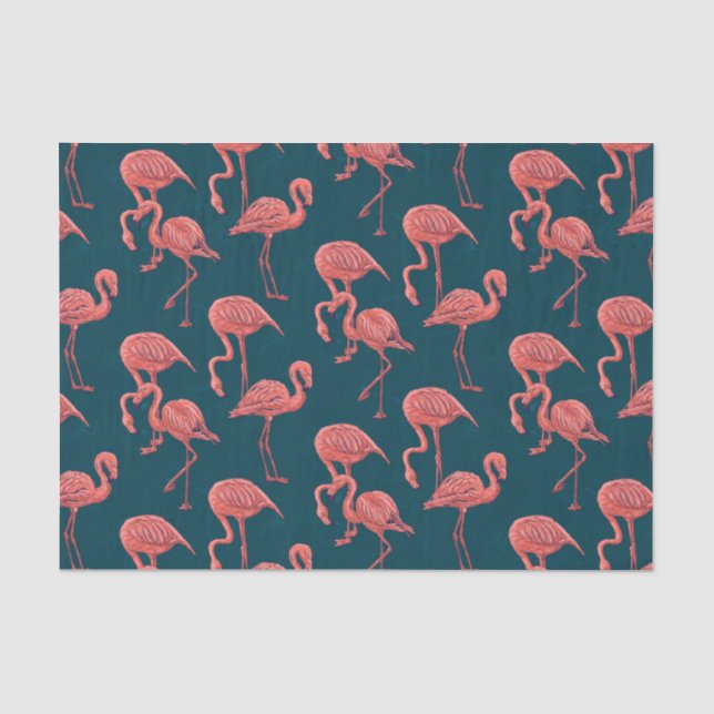 Papier Mousseline Corail vivant modèle flamingo (Recto)