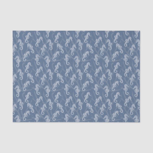 Papier Mousseline Coral Reef Seahorse - Bleu (Recto)