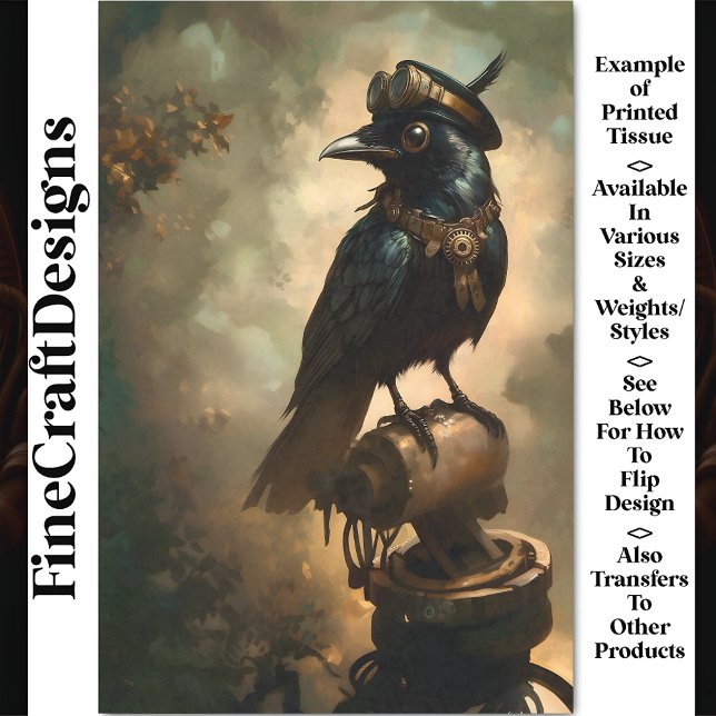Papier Mousseline Corbeau à vapeur, lunettes et collier BQ8 Découpag (Créateur téléchargé)