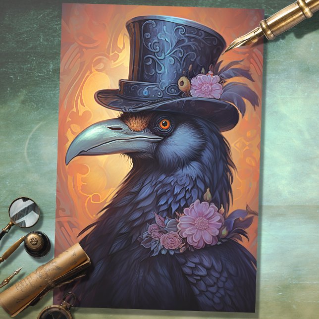 Papier Mousseline Corbeau avec chapeau supérieur 3 découpage papier (Créateur téléchargé)