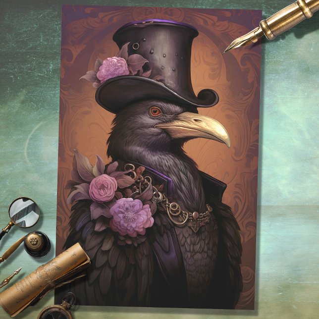 Papier Mousseline Corbeau avec chapeau supérieur 4 découpage papier (Créateur téléchargé)