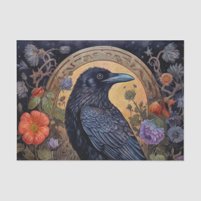 Papier Mousseline Corbeau noir foncé gothique (Recto)