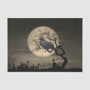 Papier Mousseline Corbeau sombre d'Halloween dans l'arbre
