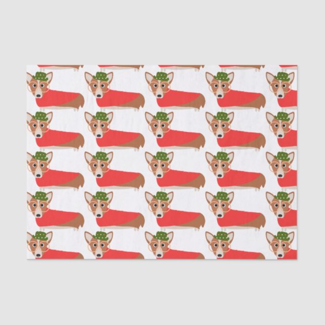 Papier Mousseline Corgi de Noël (Recto)