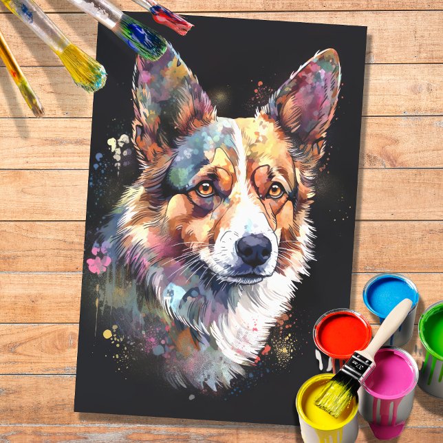 Papier Mousseline Corgi en aquarelle 2 papier découpage (Créateur téléchargé)